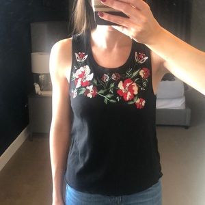 Express floral embroidered tank top size xs